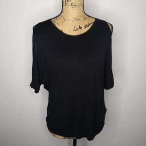 *DKNY Black Split Sleeve Soft Knit Basic Blouse XS Business Casual Lightweight